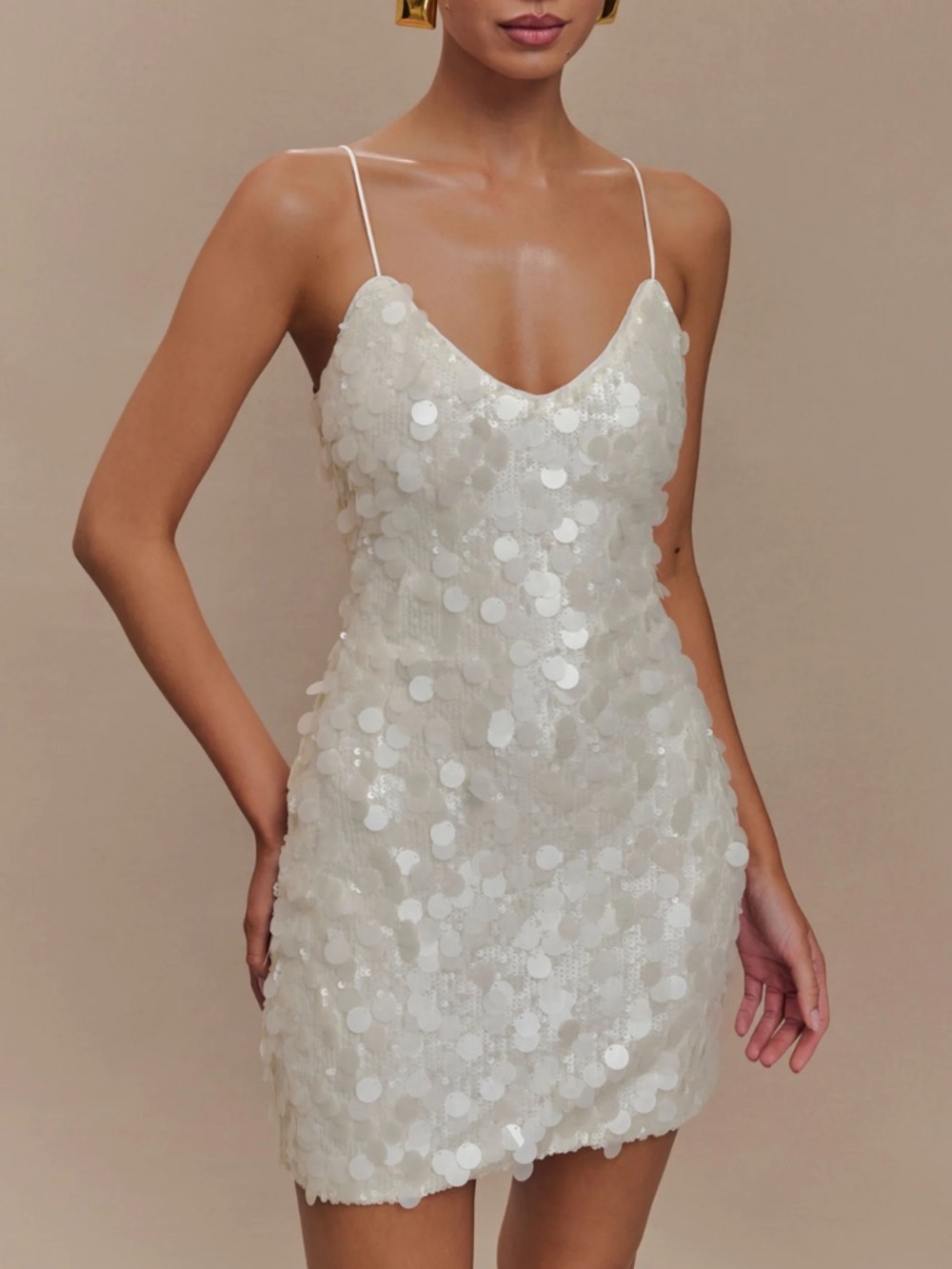Meshki White Sequin Mini Dress